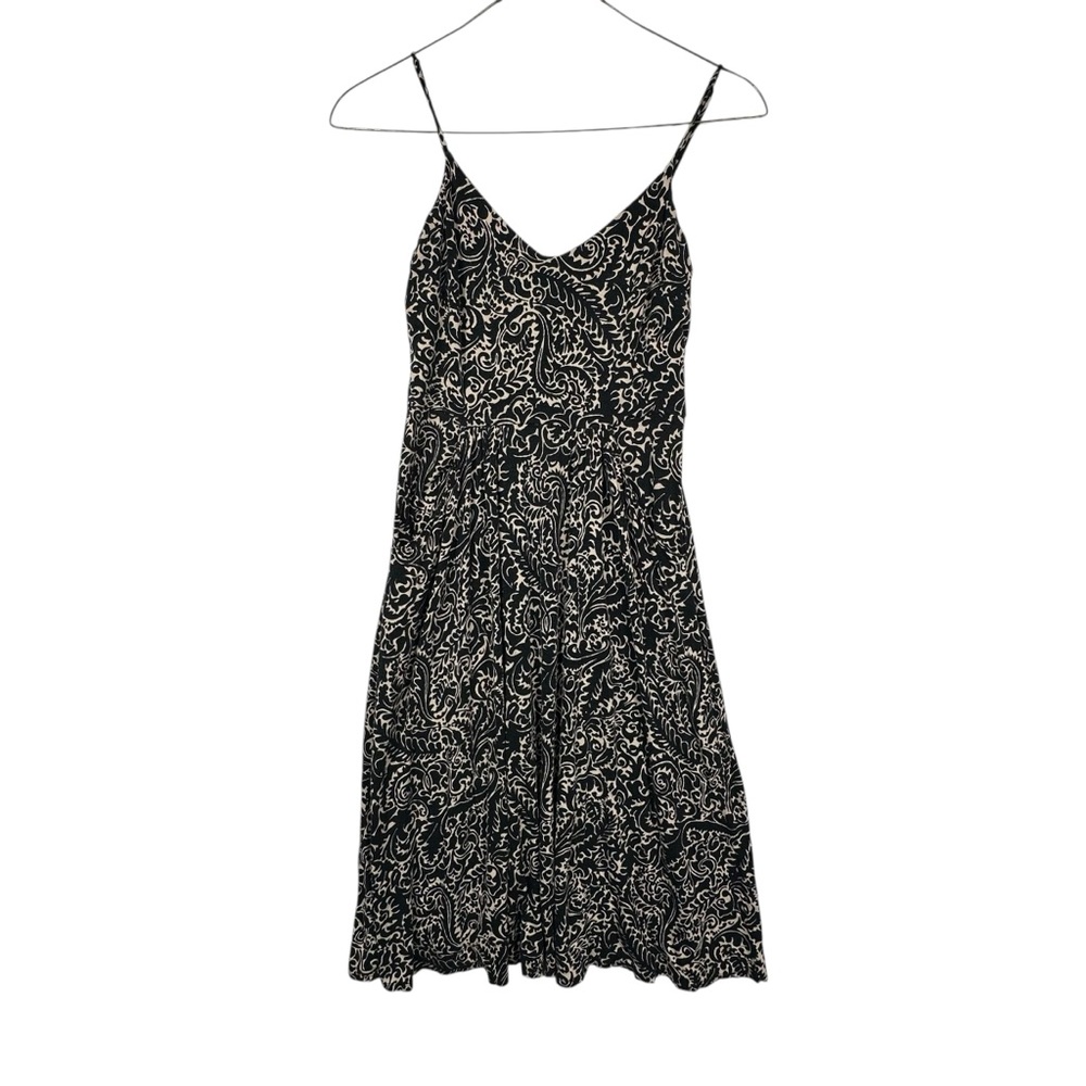 LOFT Black and Cream Paisley Mini Dress